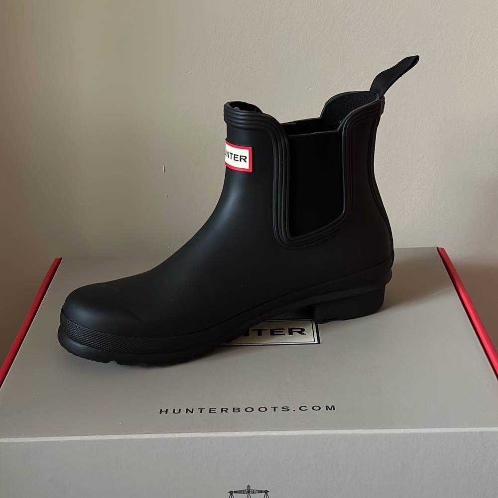 Womens Hunter Original Chelsea Rain Boot - Black 9M
